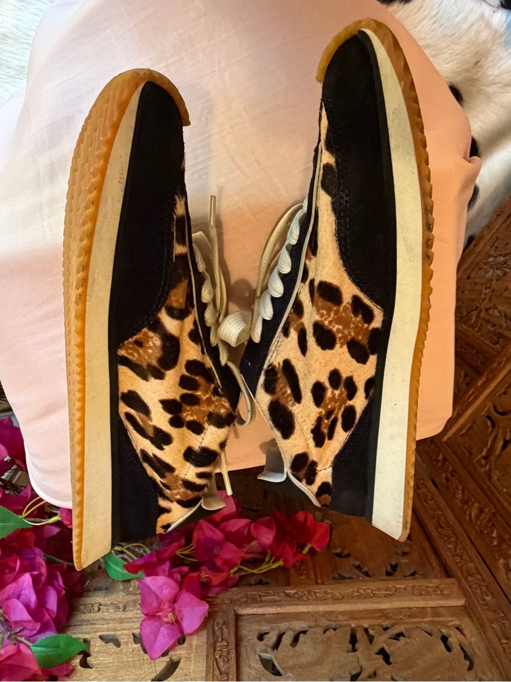 Dolce & Gabbana Leopard Suede-Trim Women's Sneaker - Black & Tan - Picture 11 of 11